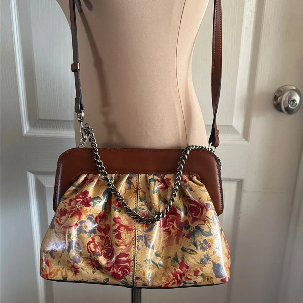 Patricia Nash Zelia Floral Leather Chain Strap Should Handbag Aegean Blooms Tan